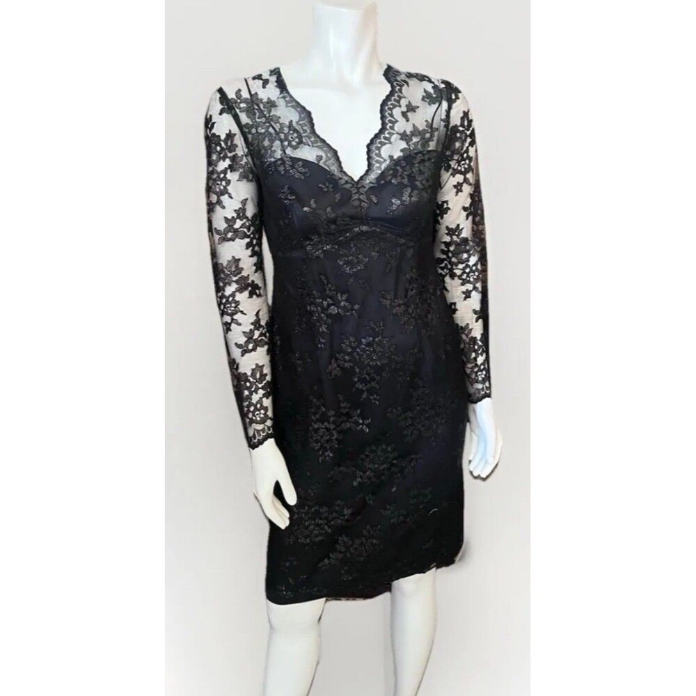 Mary McFadden Collection Black Lace Dress Size 6